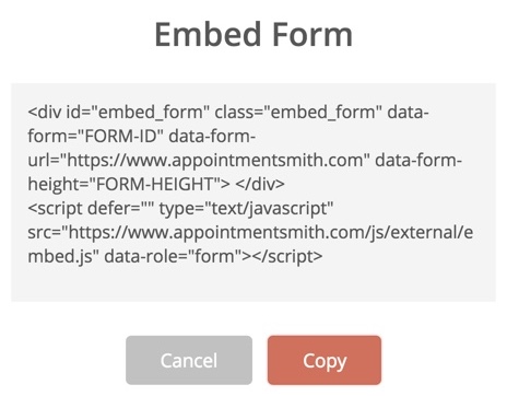 Embed your created form in your website